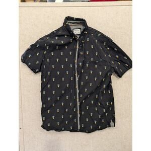 Sunrise Kingdom Button Up Down Short Sleeve Shirt Hawaiian Pineapple Large